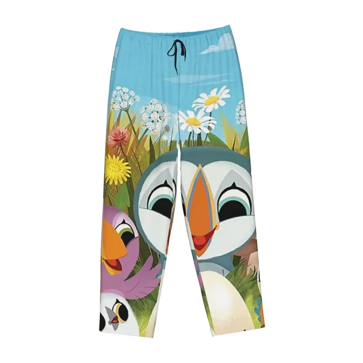 Custom Puffin Rock Cartoon Women Pajama Pants Lounge Sleep Sleepwear Bottoms with Pockets