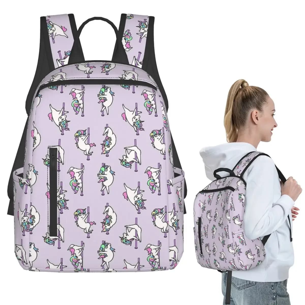 Zaino Unicorn Pole Dancing Club per studenti, ragazzi, ragazze, borsa per libri, borsa da scuola per bambini, borse a tracolla per laptop, per uomini e donne