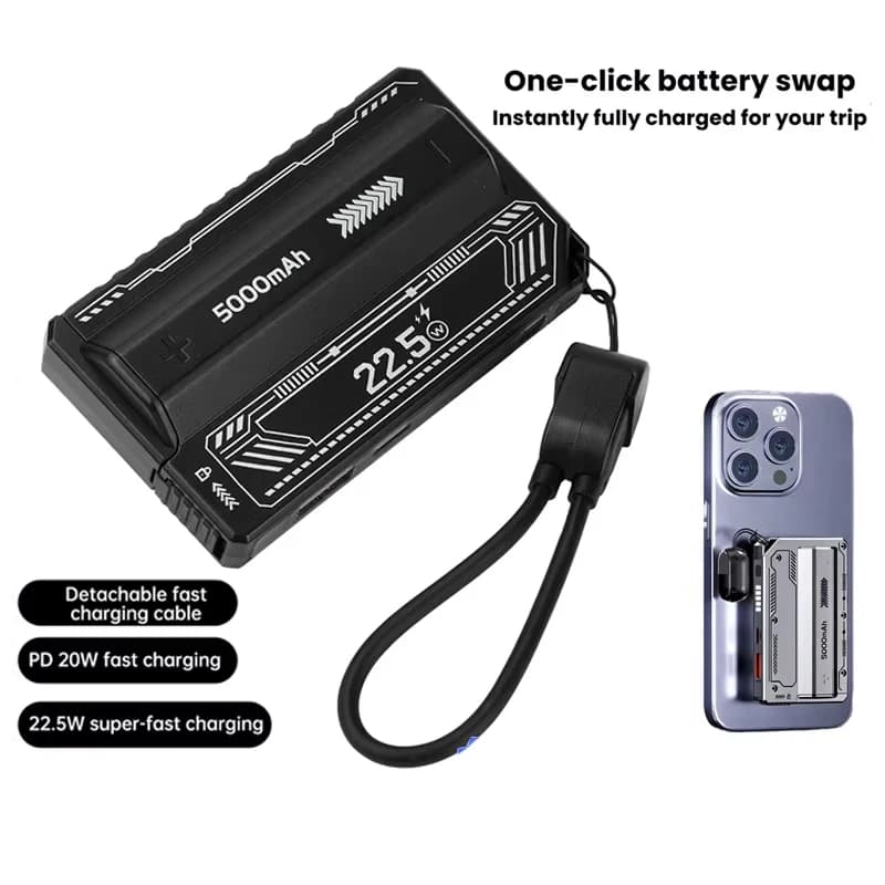 Power Bank Case 21700 Without Welding, 1 Piece, Quick Charging PD 20W with Integrated Cable, Removable DIY Battery Case
