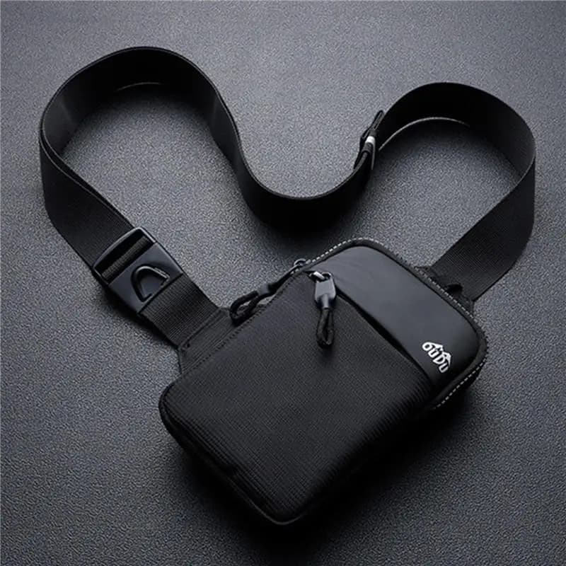 Waterproof nylon casual men's shoulder bag, for outdoor sports, running, cycling, large capacity travel pouch, phone case