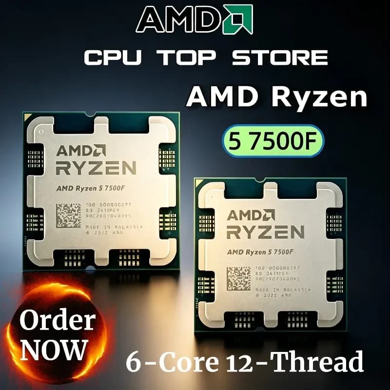 100% Brand New and Original AMD Ryzen 5 7500F New 6-Core 12-Thread L3=32M DDR5 3.7GHz Processor R5 7500F 5NM Socket AM5 65W