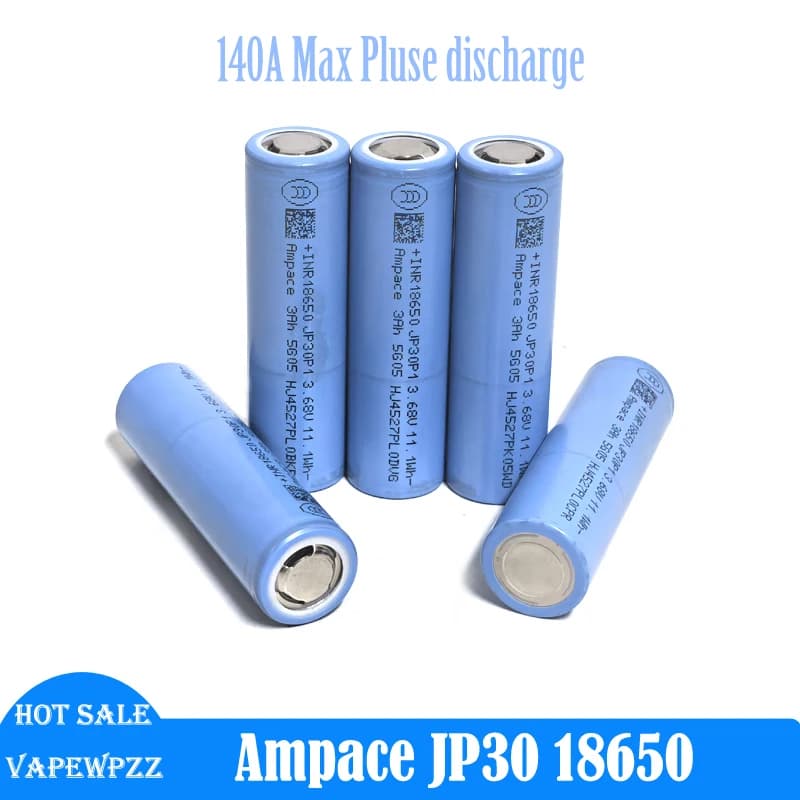 Batteria Originale Nuova al 100% Grado A Ampace JP30 18650 CDR 36A 3.7V 3000mAh Ricaricabile, Massima Corrente di Scarica 140A