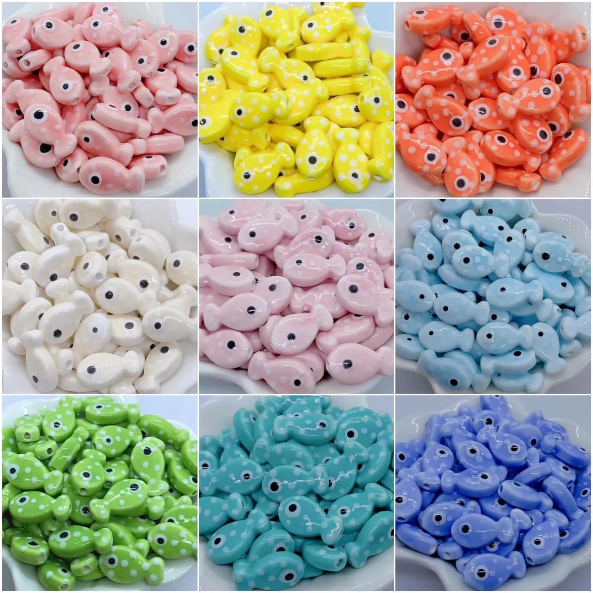 10 pcs Pink Porcelain Ceramic Fish Beads Trained Spacer for FAI Necklaces FROM TE Bracelets Animal Earrings Y2K Jewelry Crafts Supply