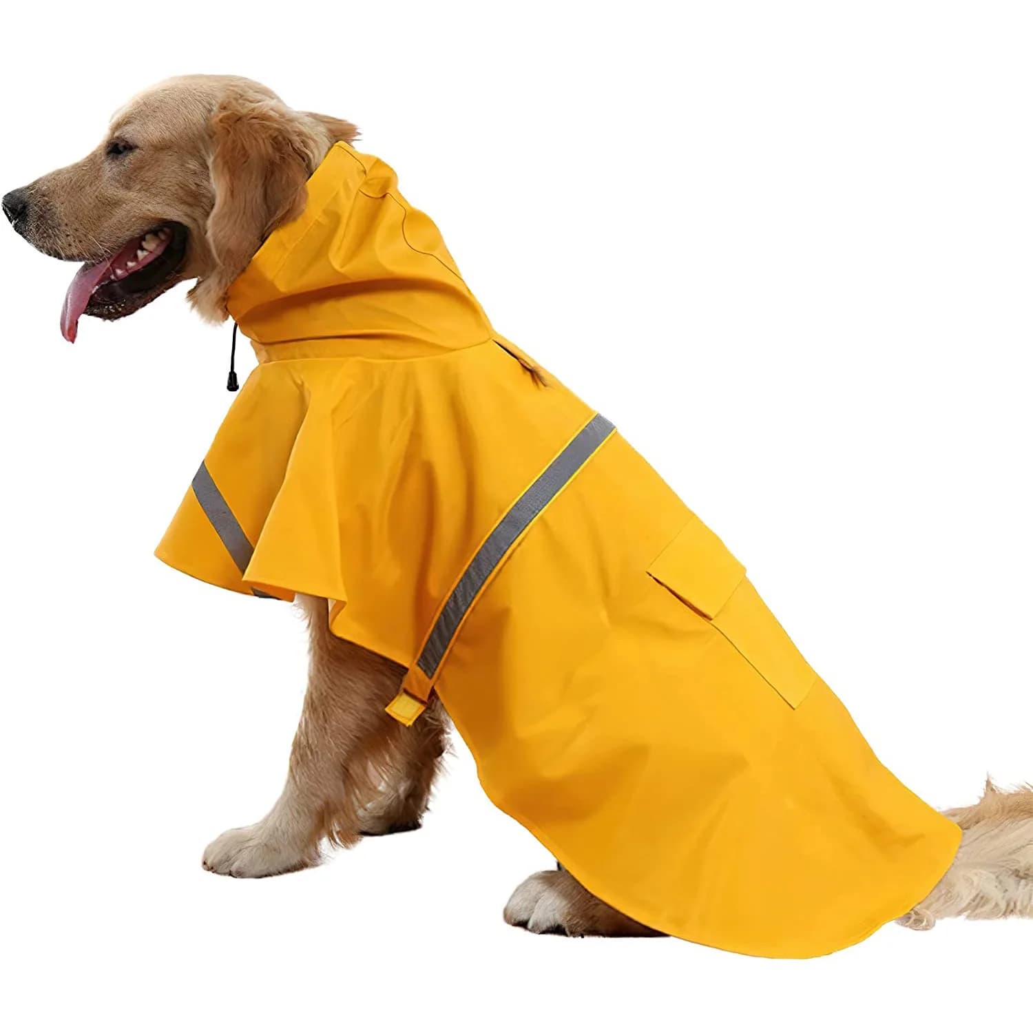 Impermeabile con cappuccio per animali domestici alla moda, impermeabile per cani, abbigliamento riflettente per cani stile mantello per mantenere il tuo cane asciutto e confortevole a pioggia
