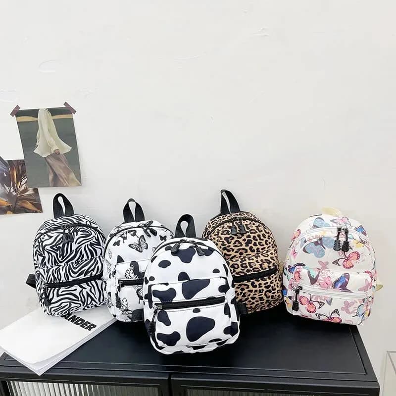 Mini zaini da donna Borsa da donna in nylon Stampa animalier Zaino piccolo femminile Borse da scuola per ragazze adolescenti Zaino