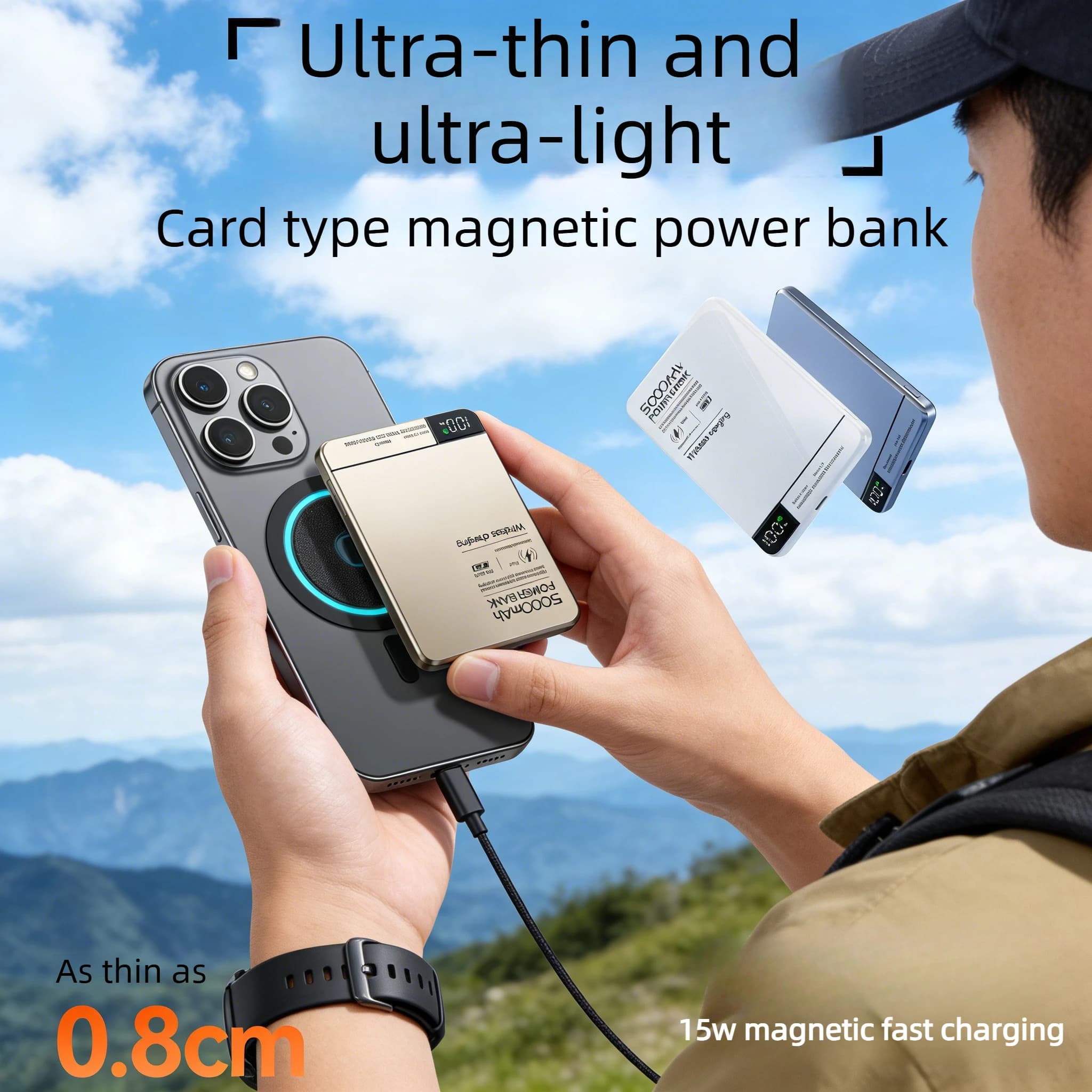 10000mAh UltraThin Magnetic Wireless 22.5W Fast Charging Power Bank for Iphone 17 Samsung Spare Battery Magsafe Power Bank