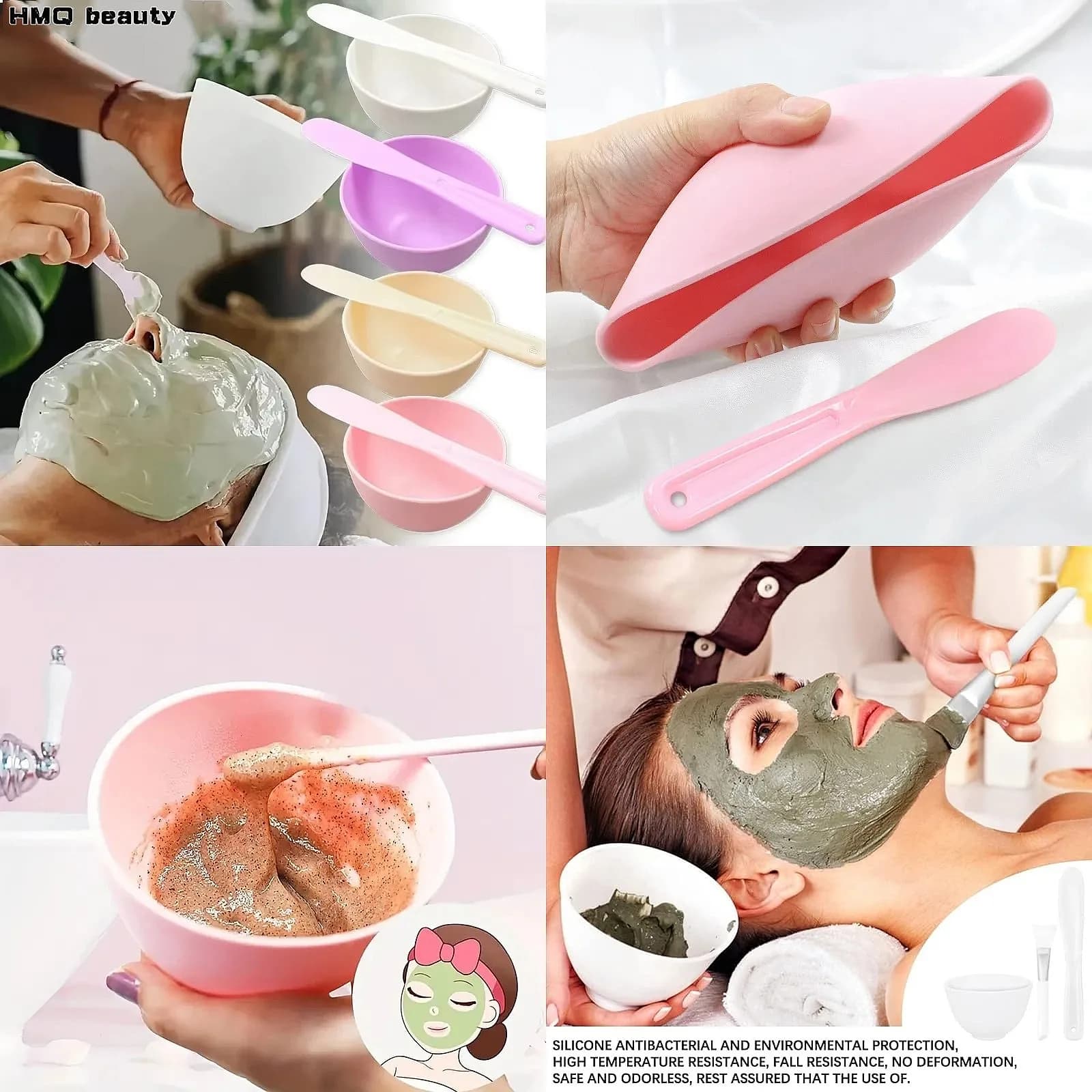 Silicone Face Mask Mixing Bowl Set with Stirring Stick Brush DIY Salon Kit