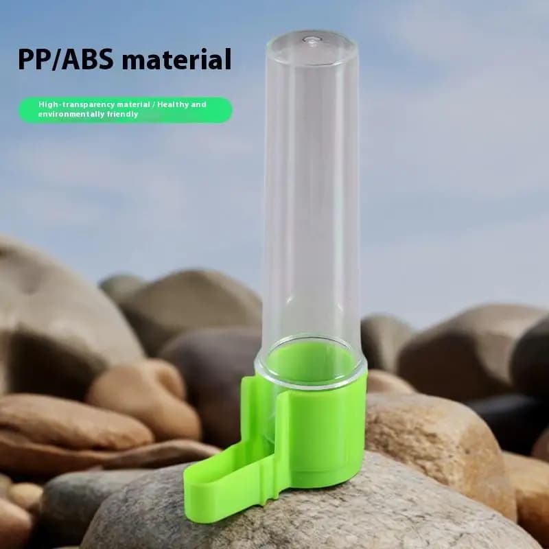Distributore automatico di acqua trasparente per uccelli e bottiglia per l'acqua, anti-schizzi, facile da pulire, design semplice, accessori per uccelli domestici