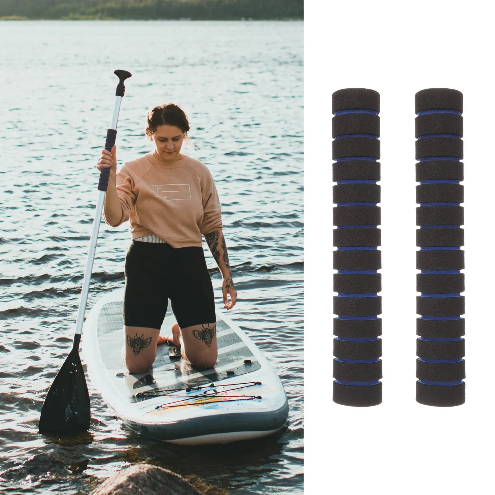 2 Pezzi Impugnature Antiscivolo in Spugna per Pagaie da Kayak, Protezioni Morbide per un Controllo Migliorato, Accessori per Kayak, Impugnature per Canne da Pesca