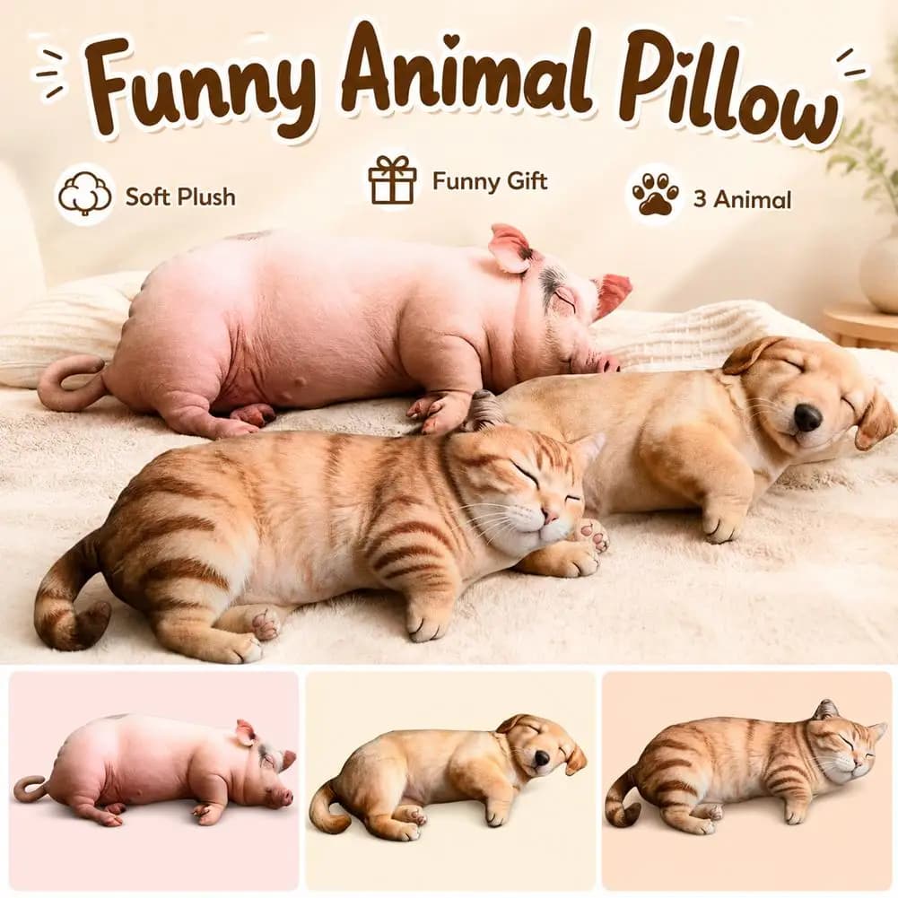 Realistic Pig Plush Pillow,Funny Sand Sculpture Style Lying Pig Stuffed Animal, Ideal Office Nap Pillow & Stress Relief Buddy