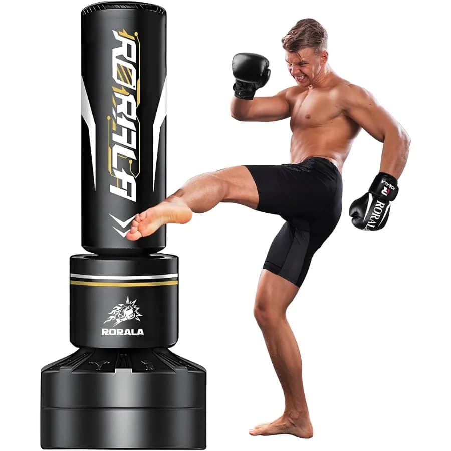 Detached boxing bag with 12 OZ Pro boxing glove Heavy bag for young adults Kickboxing bag standing Weight 203 pounds