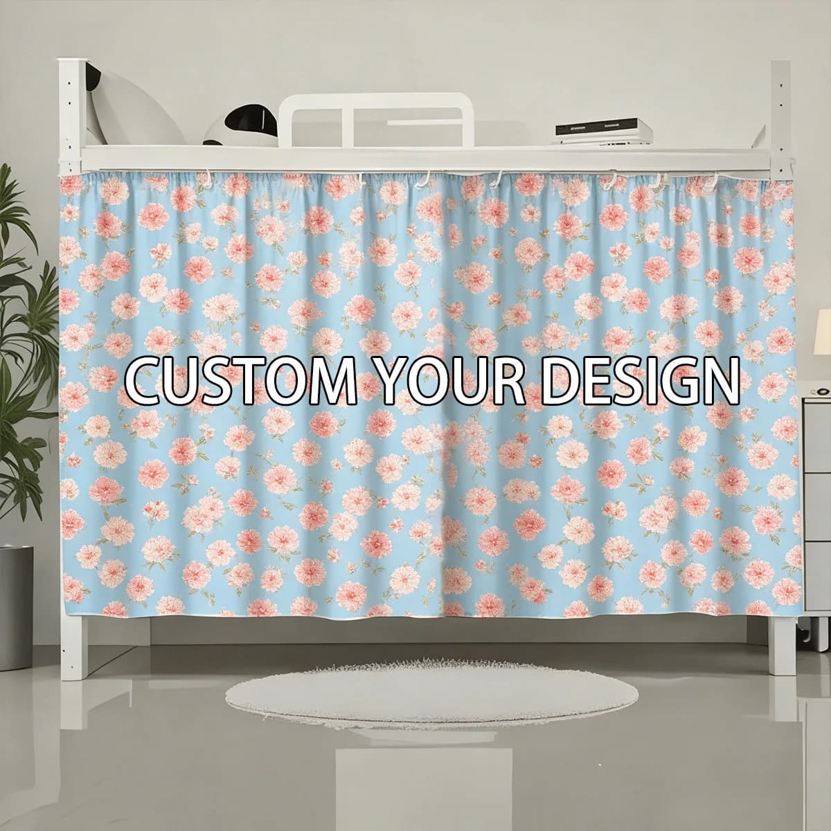 2D FLAT 1pc/2pcs/3pcs Personalized Photo Canopy Bed Curtain, 115x200cm Sturdy Polyester Fabric, Fashionable Blackout Design