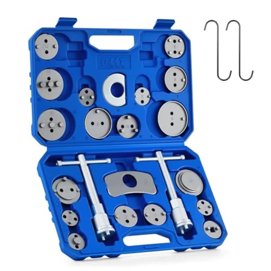 Set di 24 Attrezzi per Pinze Freno, Kit Professionale per Comprimere e Ricollocare Pistoni Freno, per Sostituzione Pastiglie Freno, Unico