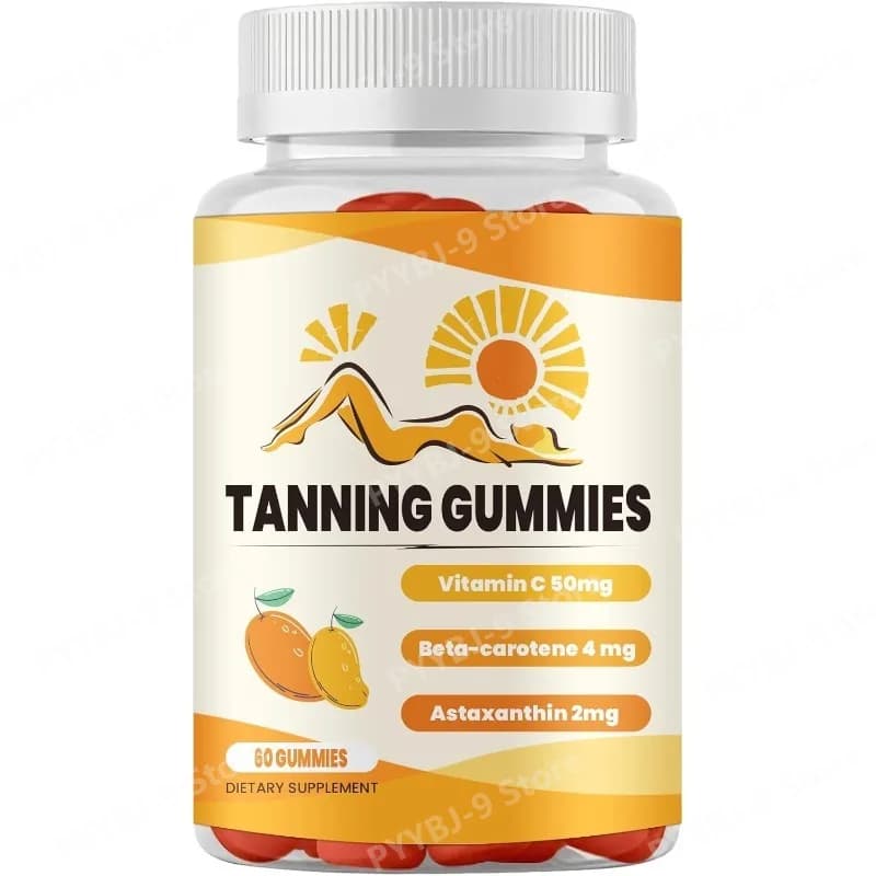 Gommose abbronzanti naturali con Astaxantina, Licopene e Beta Carotene | Integratore per la Salute della Pelle | 60 caramelle gommose | Vegano e non OGM