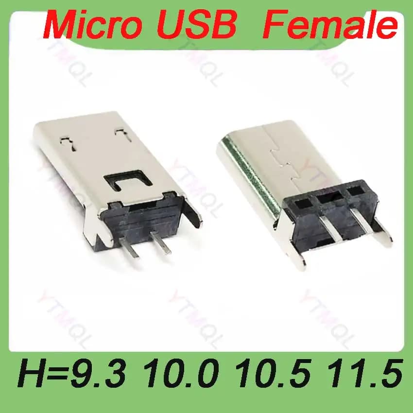 10 Pz Micro Usb 2 Pin 180 gradi Tipo B Connettore Femmina Per Il Telefono Mobile Micro Usb Martinetti Connettore 2 Pin Presa di Ricarica