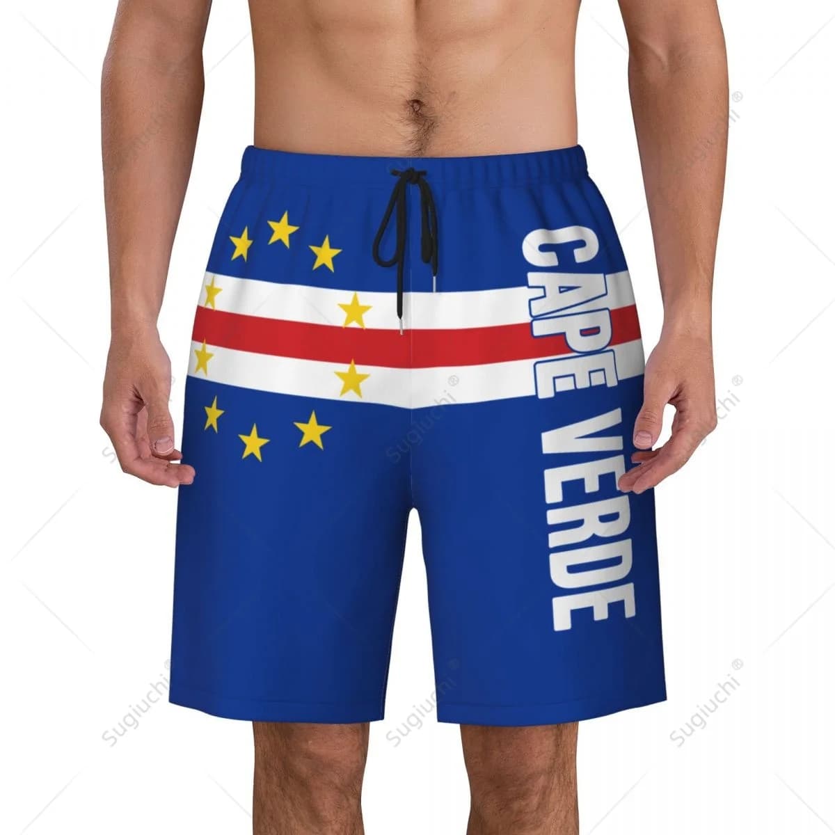 Pantaloni da spiaggia con bandiera verde da uomo, pantaloncini da surf, surf, ragazzi, calcio, ciclismo, costumi da bagno, corsa, poliestere