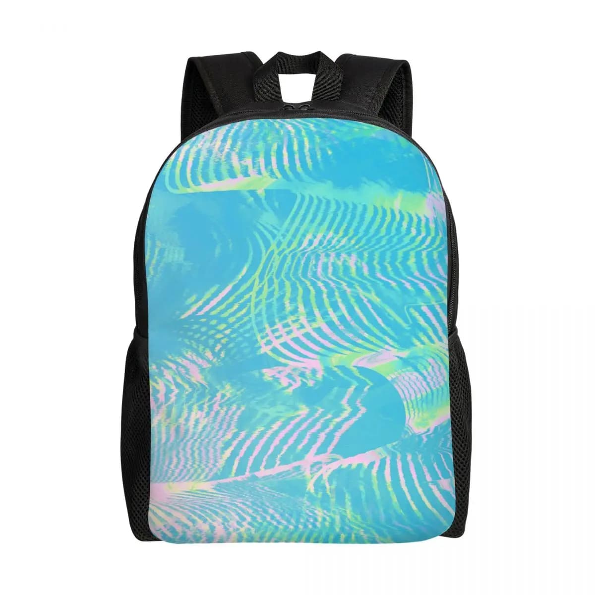 Zaino personalizzato con texture astratta verde onda per uomo e donna, borsa per libri per studenti universitari, adatta per laptop da 15 pollici, borse per l'acqua