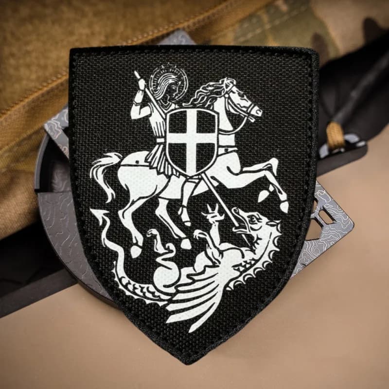 Patch con stampa di San Giorgio per abbigliamento, distintivo tattico morale, patch militare con chiusura a strappo, adesivo per zaino e bracciale
