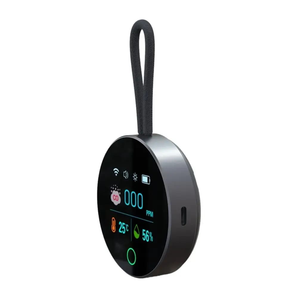 Rilevatore di Monossido di Carbonio Portatile 3 in 1, Rilevatore di Temperatura e Umidità dell'Aria, Monitor di Qualità dell'Aria con Aspirazione Magnetica per Viaggi