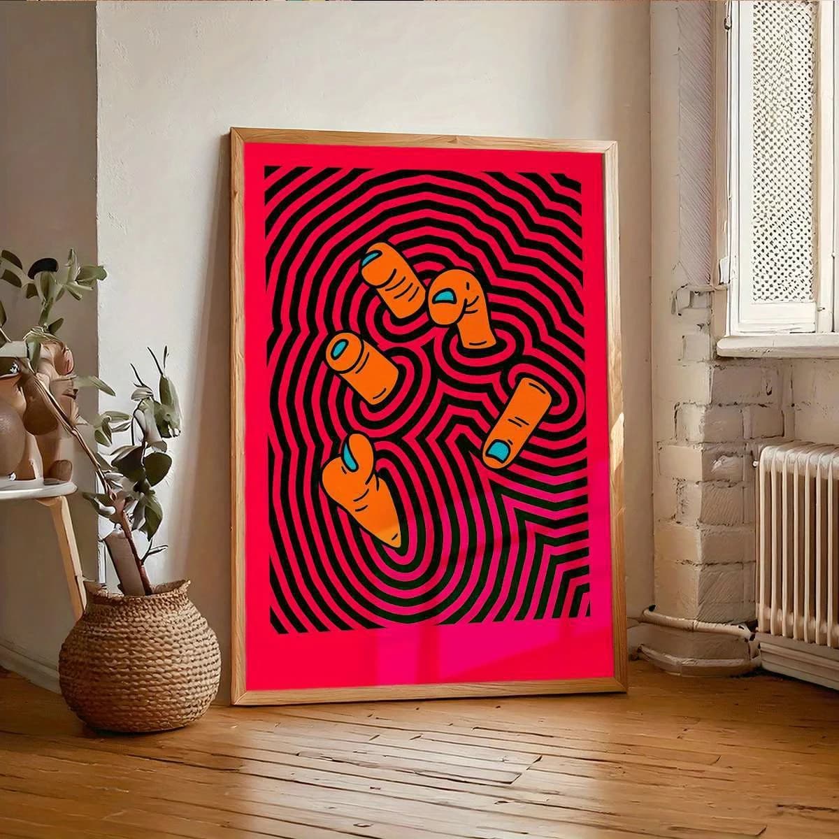 Modern Abstract Finger Art Posters Unframed Minimalist Psychedelic Canvas Prints for Living Rooms, Bedrooms, Bathrooms Decortion