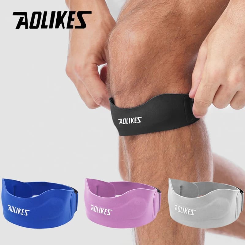 AOLIKES 1 Pezzo Nuovo Supporto in Silicone per Tendine Rotulea, Tutore per Ginocchio per Donne e Uomini, Fascia di Supporto per Rotula per Corsa e Basket