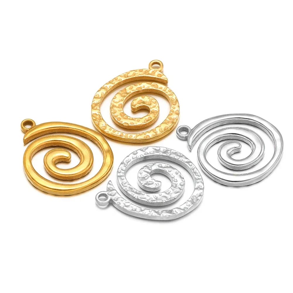 5 Pezzi Ciondoli a Spirale in Acciaio Inossidabile, Charms Rotondi a Vortice per Creazione di Collane e Orecchini Fai-da-Te, 19x23mm