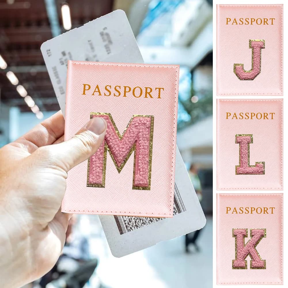 Porta passaporto Serie di lettere rosa Piano aereo Accessori da viaggio Copertina identificativa Porta carte di credito portatile Porta passaporto aziendale in PU