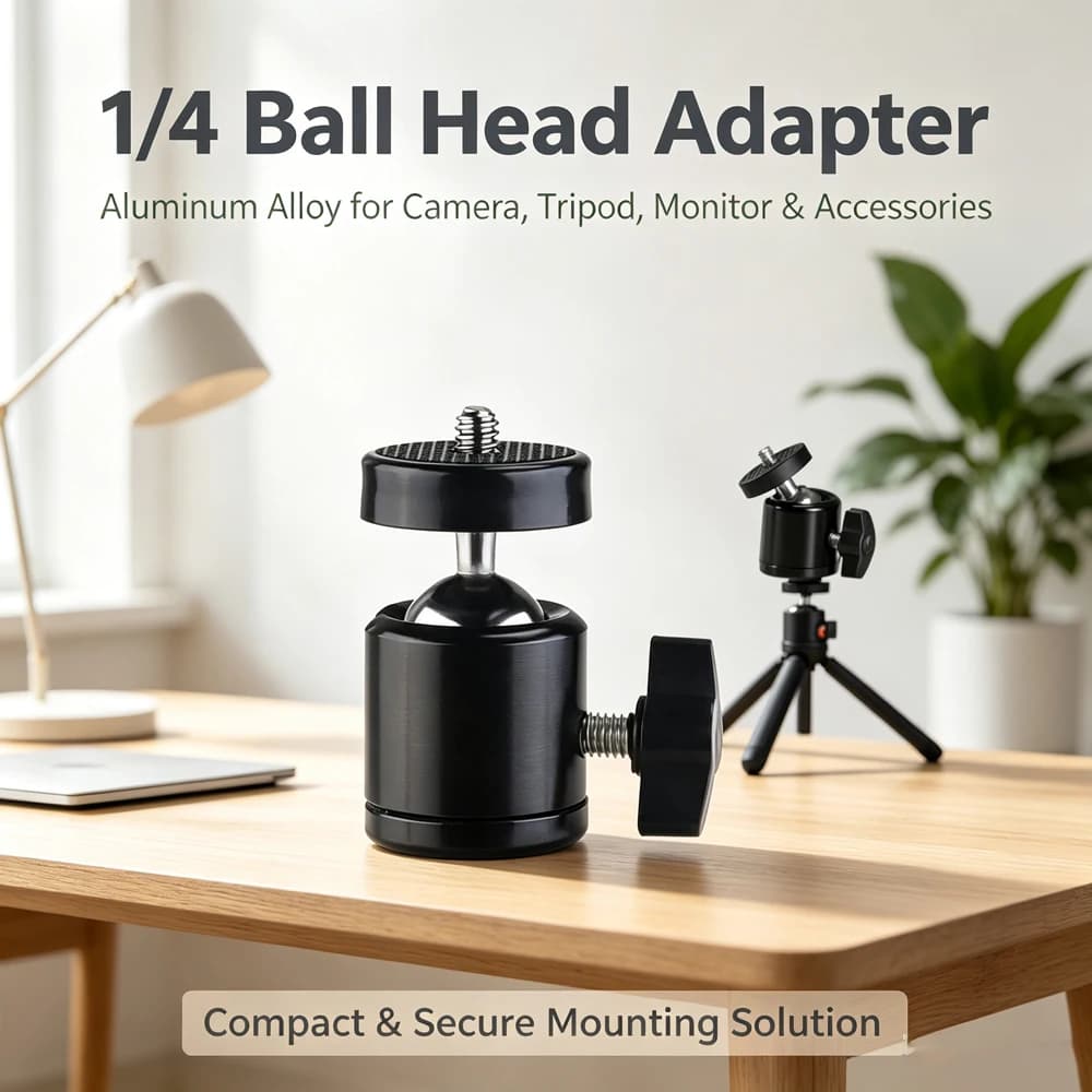 Hot Shoe 1/4 Screw Hole Support for Tripod Adapter for Camera Head Ball Head with Lock LED Light Flash Bracket Support for DV DSLR Cameras