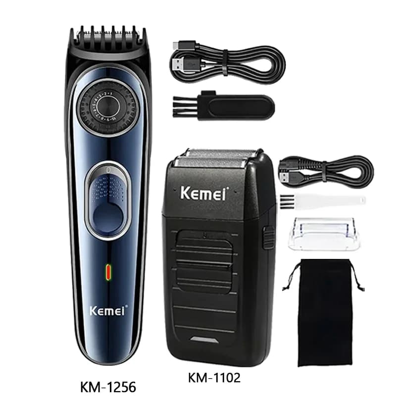Kemei Hair Clipper Km-2296 Km-1256 Km-1102 Barber Blading Hair Cutting Machine Clipper Grooming Cordless Rechargeable Shaver