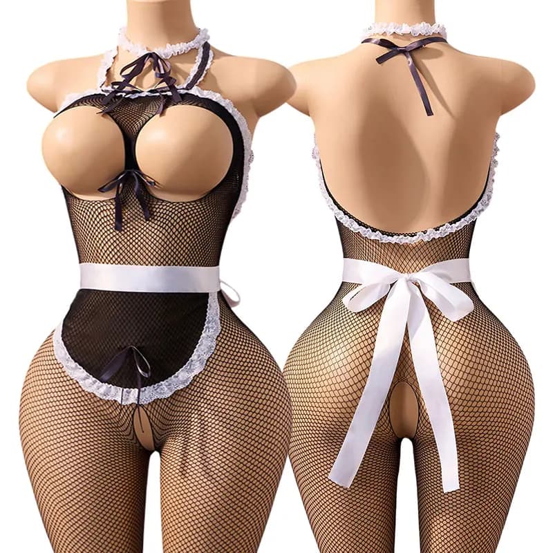 Sexy petto che perde Crotchless Curvy Lingerie Babydoll sessuale per il sesso 18 Body trasparente Rete da pesca Indumenti da notte Donna Abiti sexy