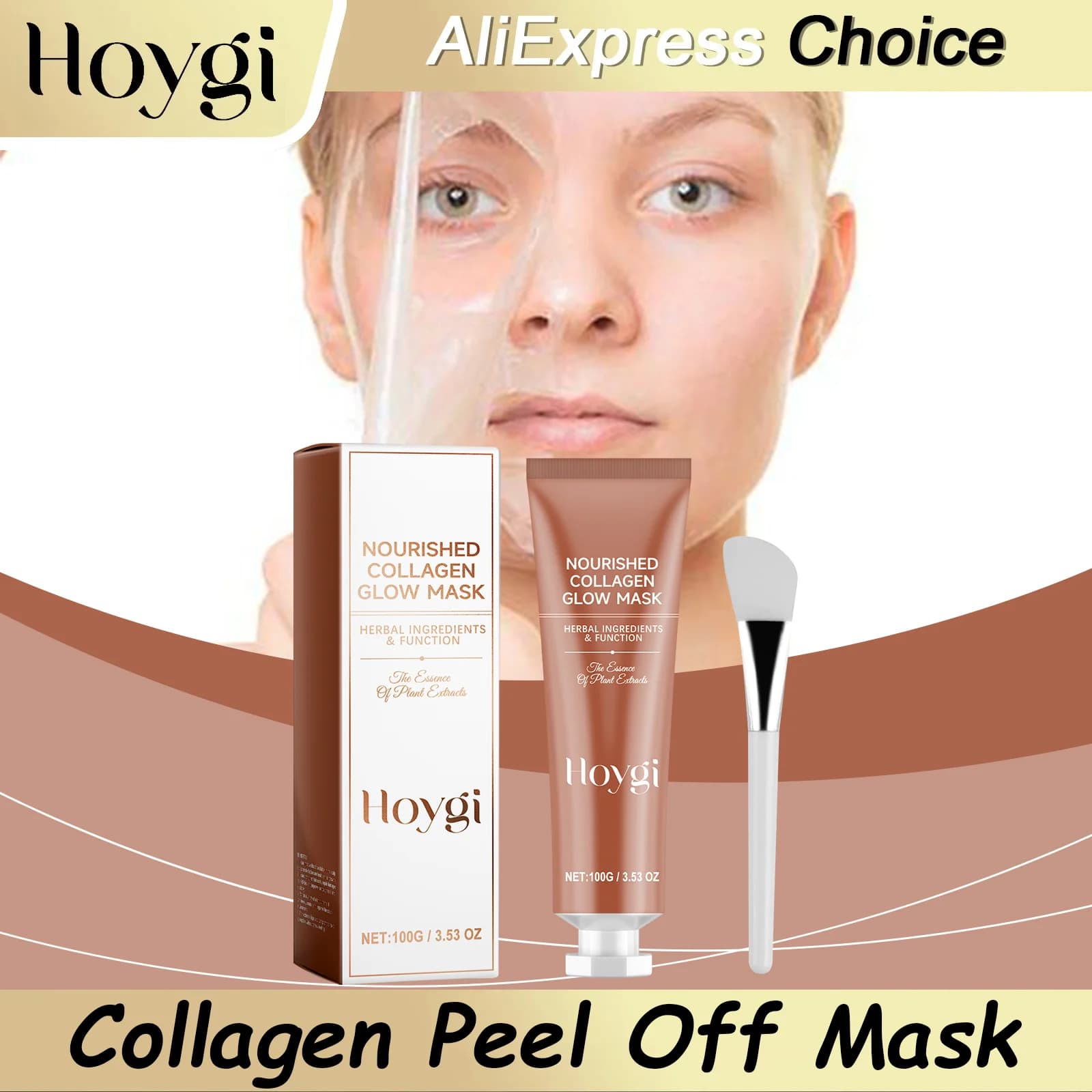 HOYGI Deep Hydrating Collagen Mask, Peel-Off Antiwrinkle Mask, Lifting Effect, Hydrating Care for Face Skin Elasticity, Reduce Cutaneous Relaxation