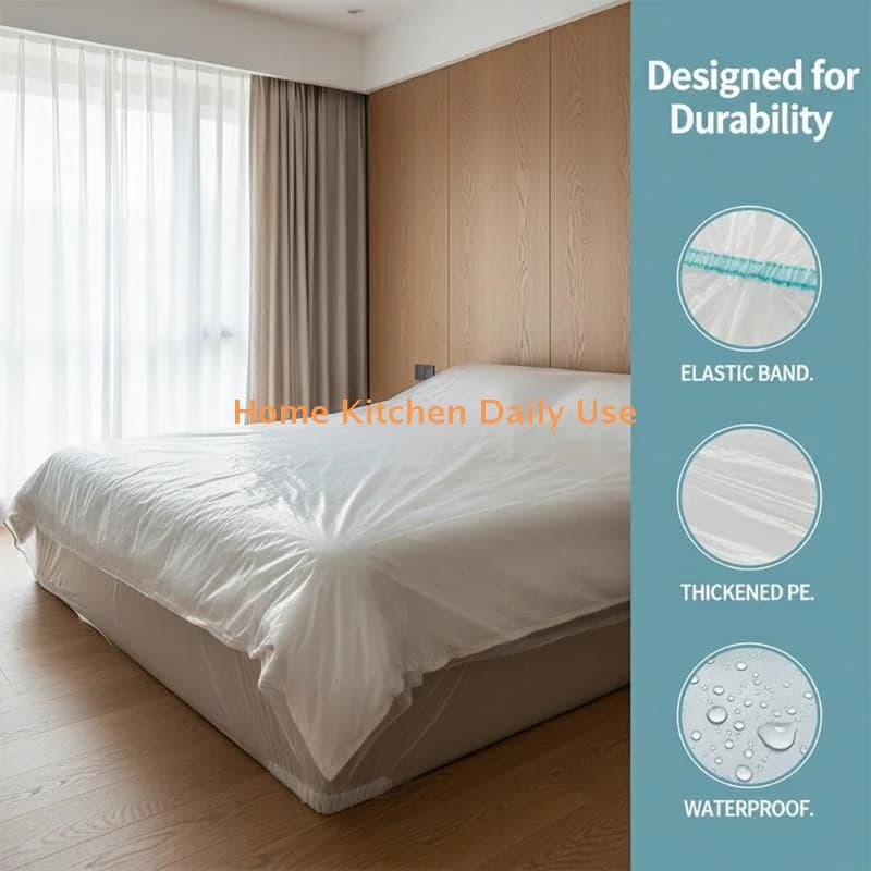 portableDisposable Transparent Waterproof Bed Cover 1PCS Furniture Protector Breathable Sheet for Hotel Home School