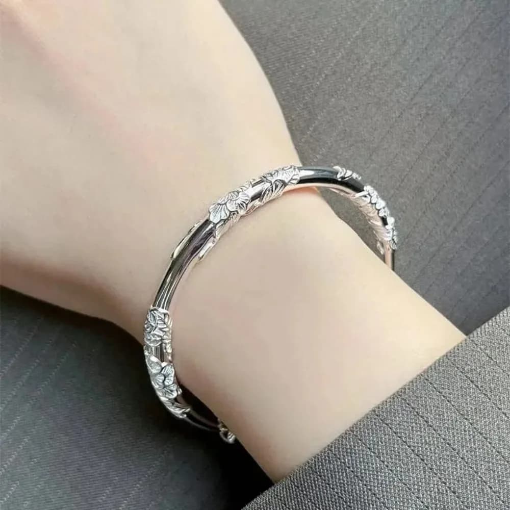 Bracciale a campana in argento sterling 925 da donna, lussuoso, regolabile, con perline testurizzate, gioiello originale e bellissimo, regalo per feste