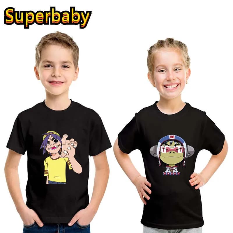 Gorillaz Rock Band ChakaKhan Noodle Stampa Moda Bambini T-shirt Neonati maschi Vestiti per ragazze Estate Casual Bambini T-shirt in cotone