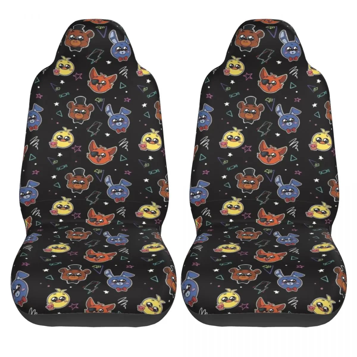 FNAF At Freddys Car Seat Covers for Elastic Cars in Two Pieces Original Polyester Seat Covers for Bus