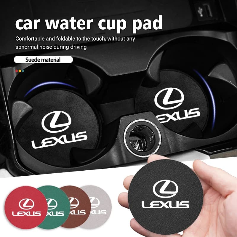 Car wall decal 2 pieces, suede anti-slip mat for car bottle holders for Lexus RX300 IS200 IS250 ES350 CT200h UX250h NX300h RX35