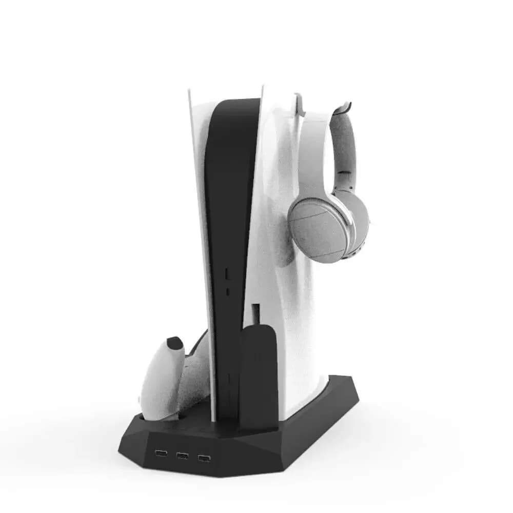 Supporto di Raffreddamento per Console PS5/PS5 Slim, Stazione di Ricarica per Controller e Gamepad, Dock di Raffreddamento per Console PS5 con Disco/Digitale, Accessori
