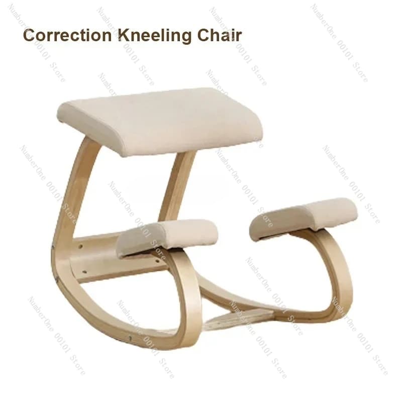 Sedia ergonomica inginocchiata Sgabello Cuscino spesso Sedia da ufficio per la casa Migliora la postura del corpo Sedia da computer con ginocchio in legno a dondolo