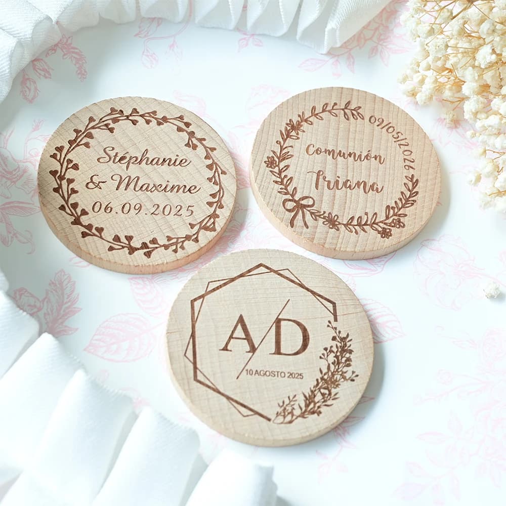 30/50/70PCS Custom Pocket Mirror Wedding Gift - Wooden Mirror with Laser Engraving Gift for Wedding Guests Custom Round Mirrors