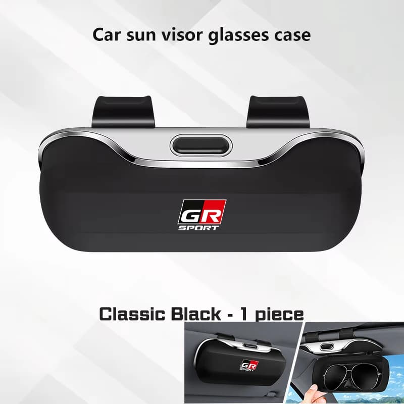 Scatola per occhiali per auto Porta occhiali da sole per Toyota GR Rav4 Yaris Camry Land Corolla CHR Hilux Cruiser Auto Visiera parasole Custodia per occhiali