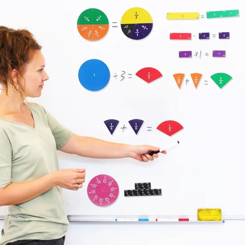 51 Pz Frazione Magnetica Piastrelle Cerchi Matematica Disco Giocattolo Manipolativi Colori Vibranti Premium Sussidi Didattici Frazioni Righelli Strumenti