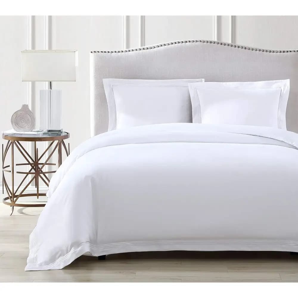 Set Cover in Luxurious Egyptian Cotton with Embroidery, Natural, Hidden Hinge, King/Cal King Size
