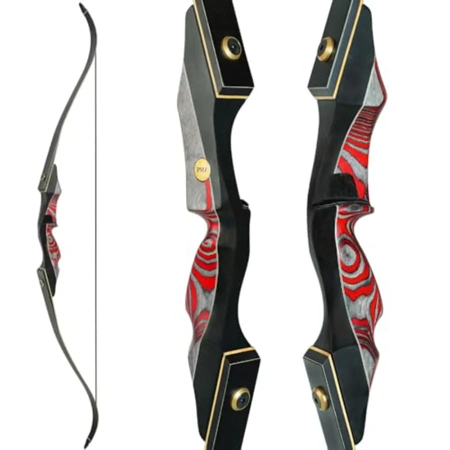 Set Arco Ricurvo e Frecce 60'' in Legno Smontabile per Principianti e Avanzati, Pratica all'Aperto e Caccia, Mano Destra 20-60 libbre