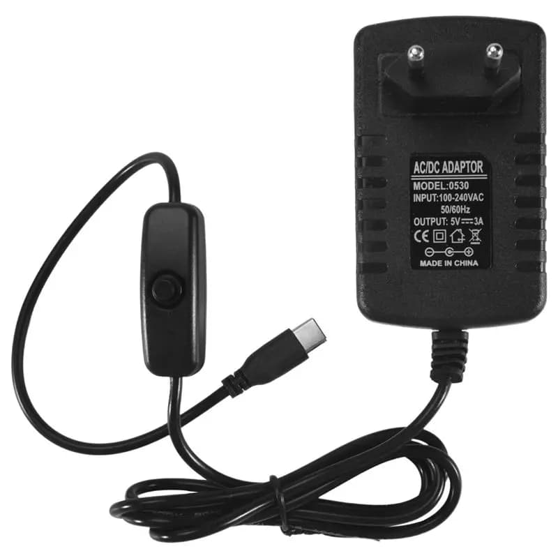 For Raspberry Pi 4B Power Supply 5V 3A Type-C Power Adapter With ON/OFF Switch USB-C EU Plug