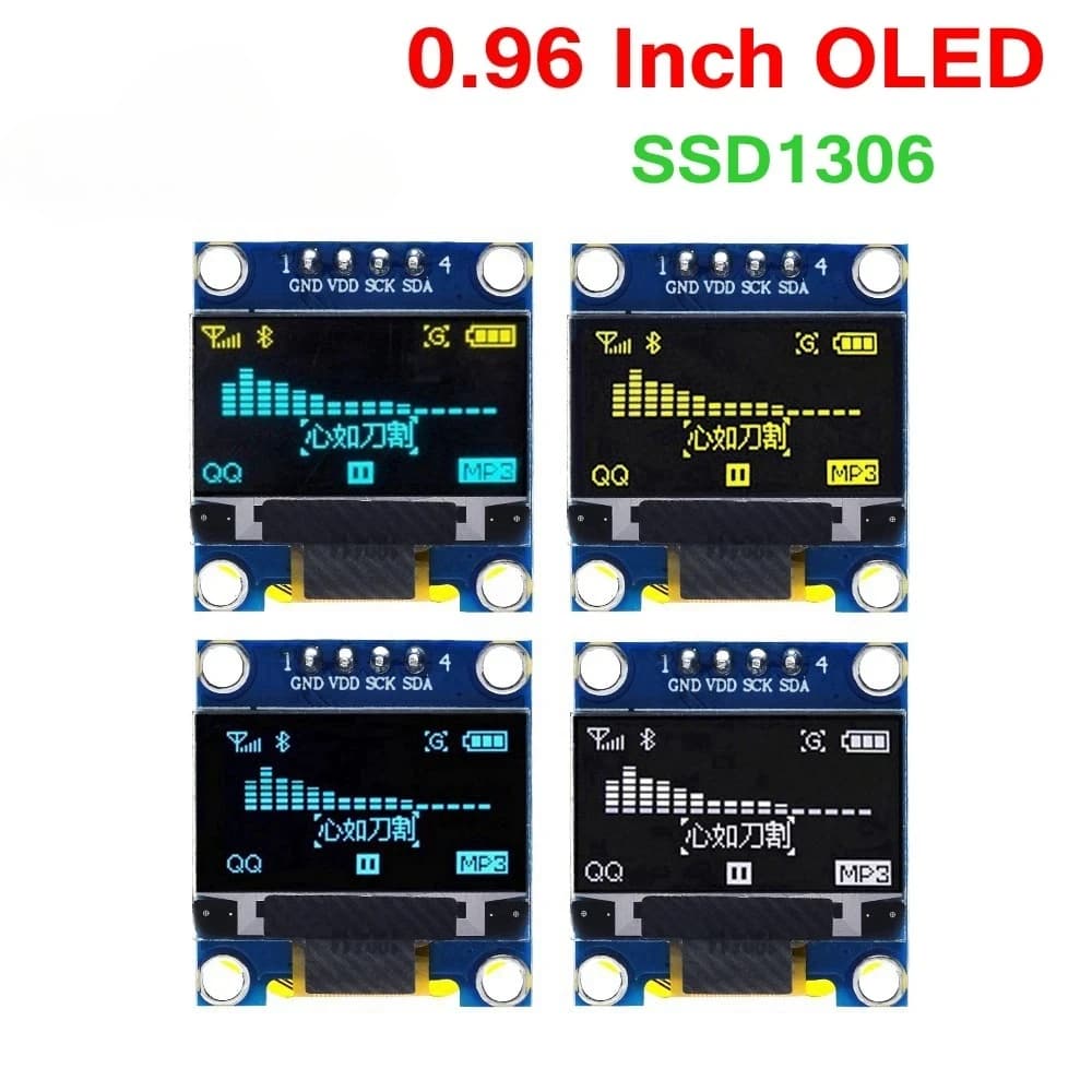 Modulo Display OLED Bianco/Blu/Giallo da 0,96 Pollici IIC SPI Seriale 7/4 Pin SSD1306 12864 Schermo LCD per Arduino
