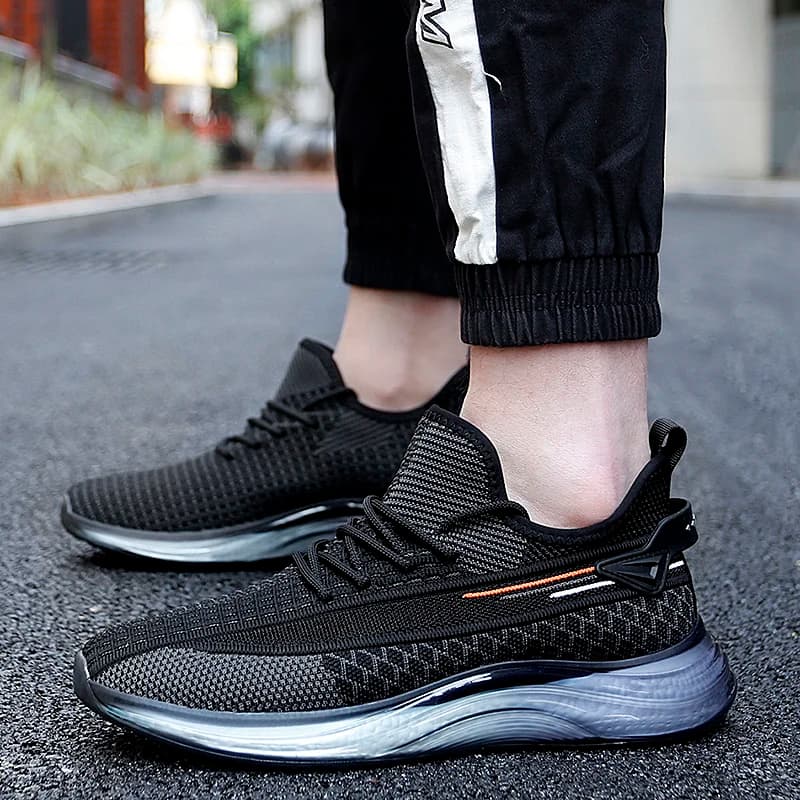 Men Lightweight Casual Hollow Men Lightweight Mesh Upper Shock Absorption Sporty Men's Shoes Breathable Running Sneakers