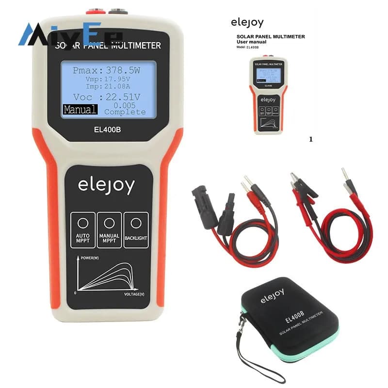 Elejoy EL400B 5-400W 12-60V Multimetro da pannello solare Tester da pannello fotovoltaico Supporta MPPT automatico e manuale