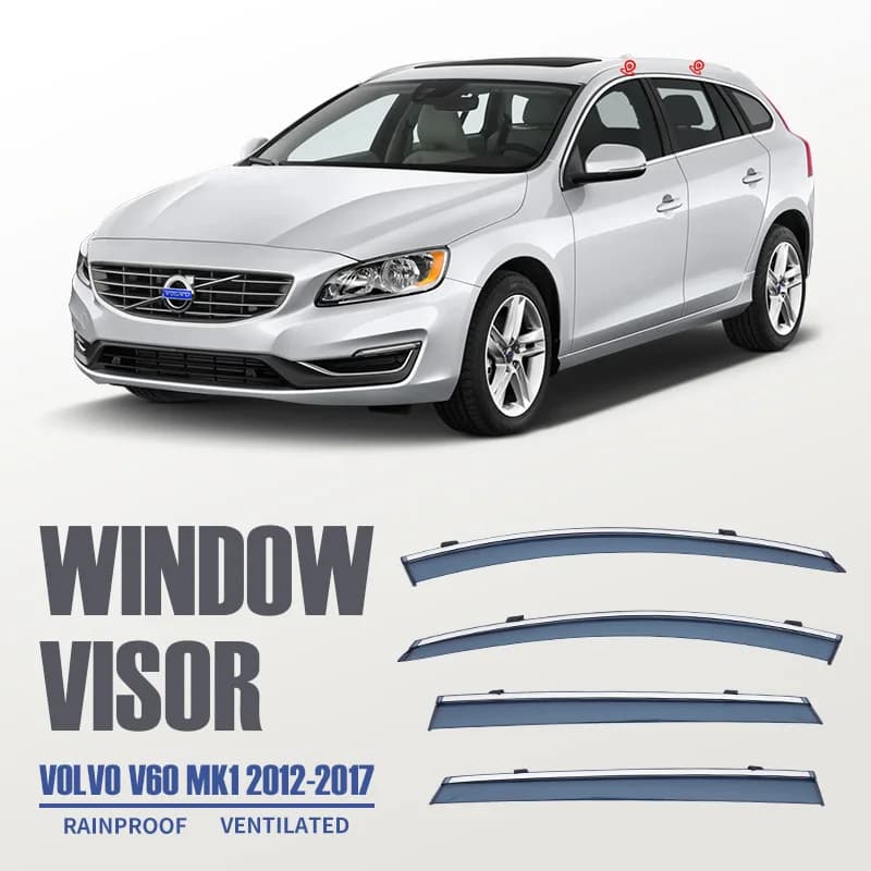 For VOLVO V60 CROSS 2011-2017 Car Window Visor Awning Shelters Windshield Side Window Rain Sun Shade Accessories Car Styling