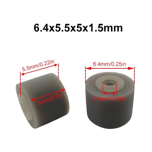 6.4x5.5x5x1.5mm ruota in gomma Pinch Roller puleggia della cinghia per Walkman Audio Tape registratore di pressione Cassette Deck Stereo Player