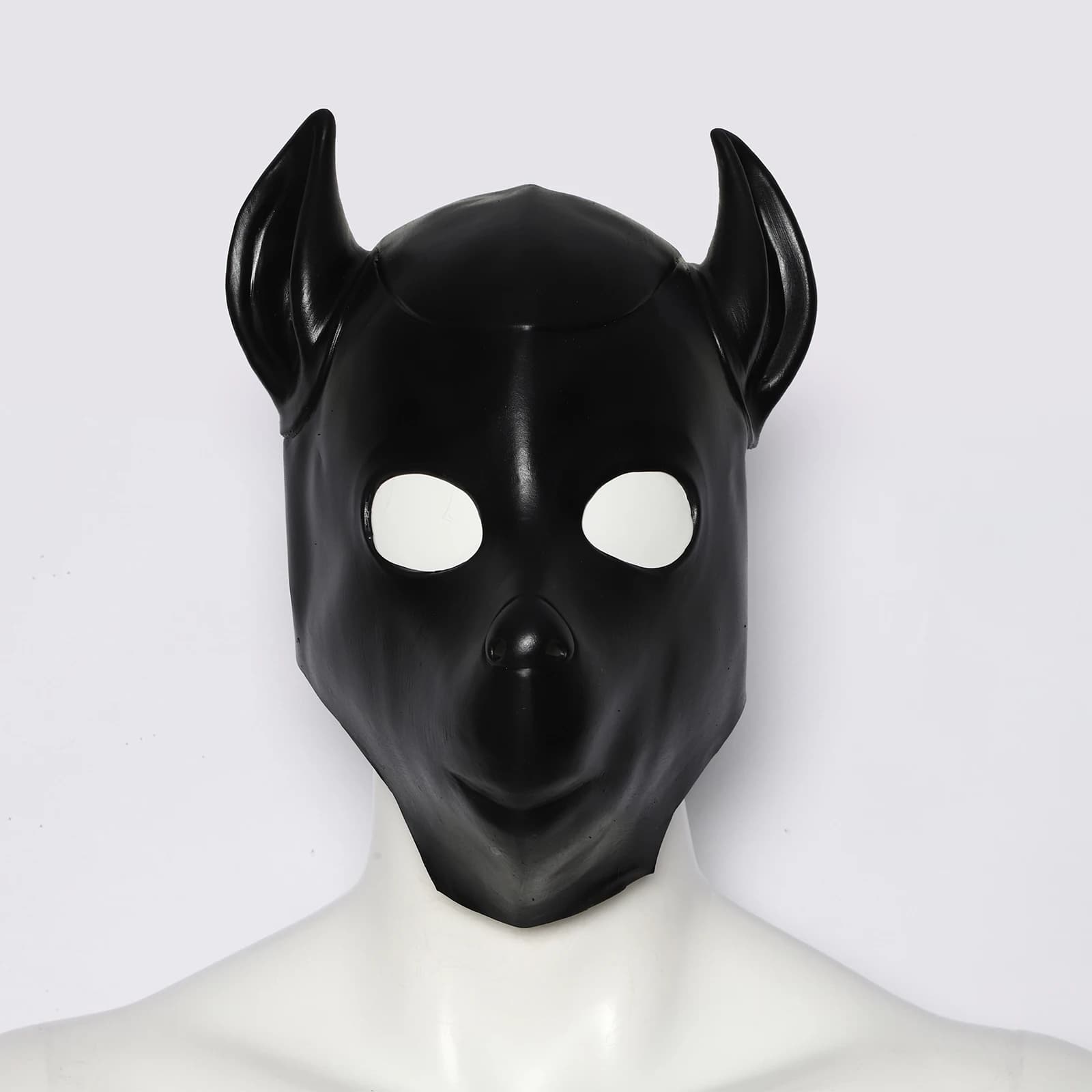 Cappuccio per il viso a forma di testa di cane in lattice Maschera per testa di animale unisex Puntelli per cosplay Accessori per costumi di Halloween Copertura per il viso per feste a tema per adulti